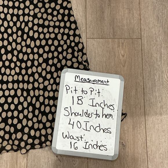 Adrianna Papell Petites Black Tan Polka Dot 100% Silk Y2K Midi Dress Size 10P - Picture 9 of 9